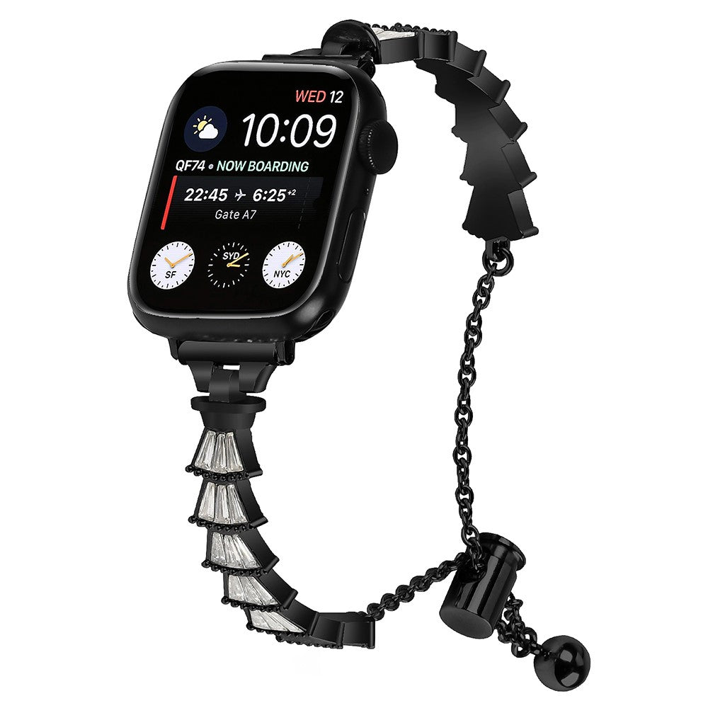 Vildt Sejt Metal Og Rhinsten Universal Rem passer til Apple Smartwatch - Sort#serie_1