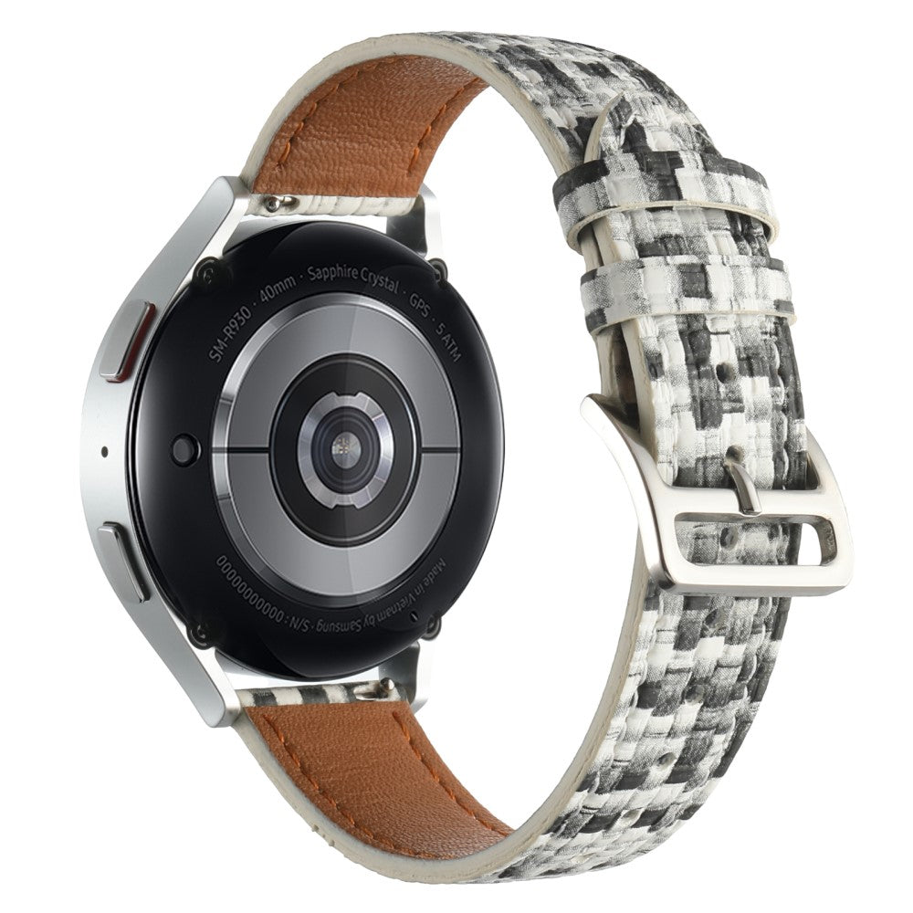 Garmin Active 5 / Samsung Galaxy Watch6 Classic 47mm 43mm Watch Band 20mm Braided Vegan Leather Wrist Strap - Black White#serie_7