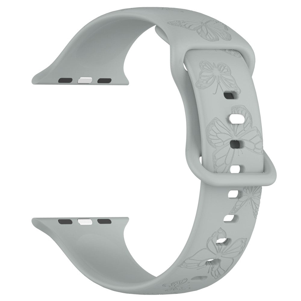 Rigtigt Fed Silikone Universal Rem passer til Apple Smartwatch - Sølv#serie_7