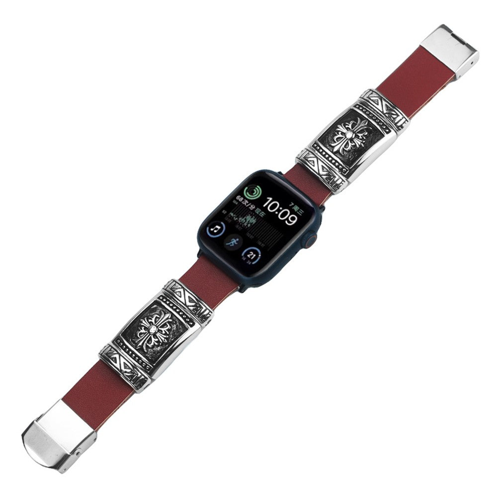 Apple Watch Series 41mm / 40mm / 38mm Watch Strap Embossed Band - Reddish Brown#serie_2