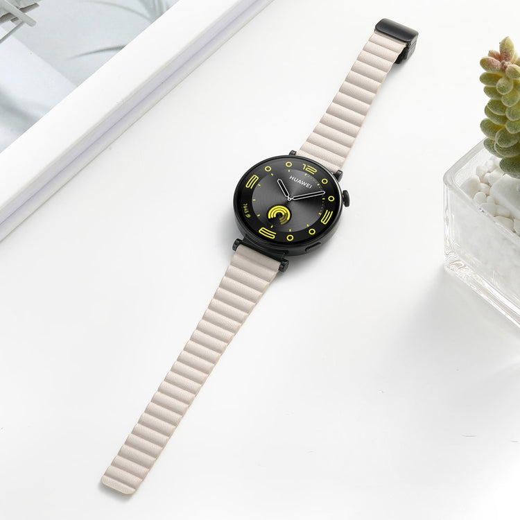 Super Elegant Ægte Læder Universal Rem passer til Smartwatch - Hvid#serie_12