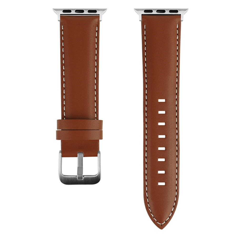 Solid Ægte Læder Universal Rem passer til Apple Smartwatch - Brun#serie_3