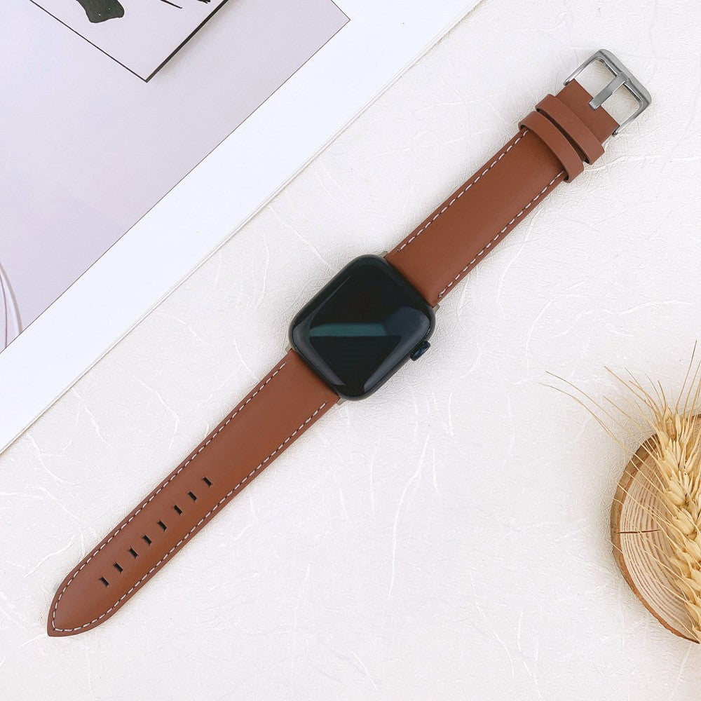 Apple Watch 9 8 7 41mm / SE (2022) SE (2023) SE 6 5 4 40mm / 3 2 1 38mm Band Classic Cow Leather Strap - Coffee#serie_3