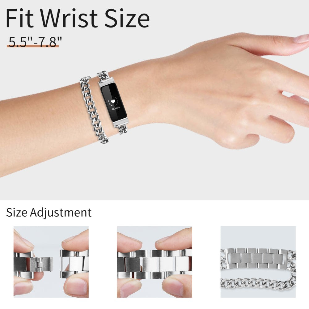 Fed Metal Universal Rem passer til Fitbit Inspire 1 / Fitbit Inspire 2 - Sølv#serie_026