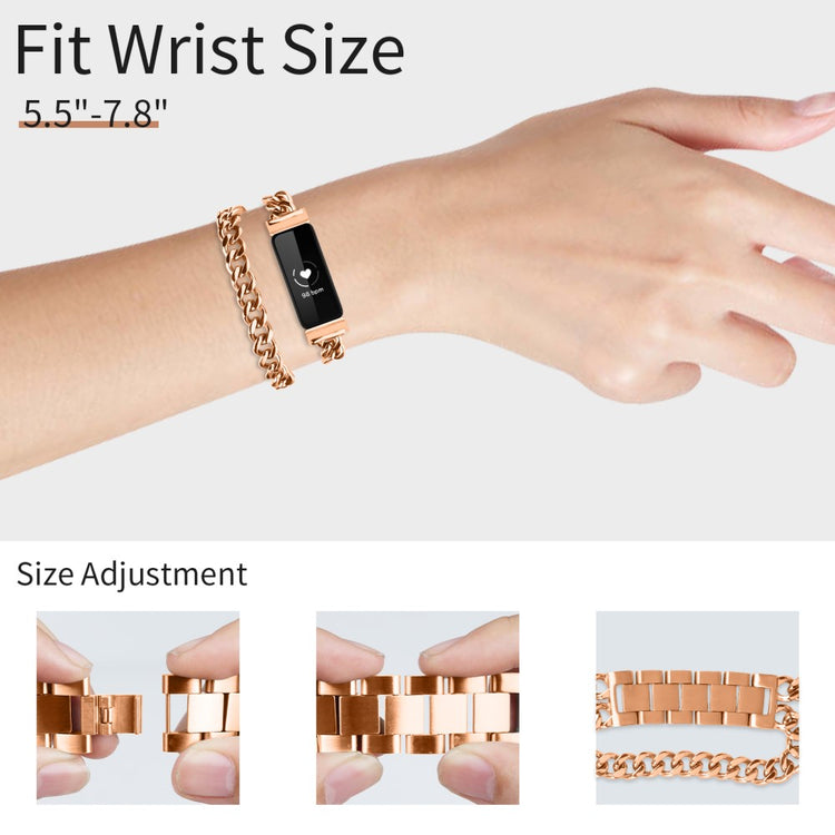 Fed Metal Universal Rem passer til Fitbit Inspire 1 / Fitbit Inspire 2 - Pink#serie_2