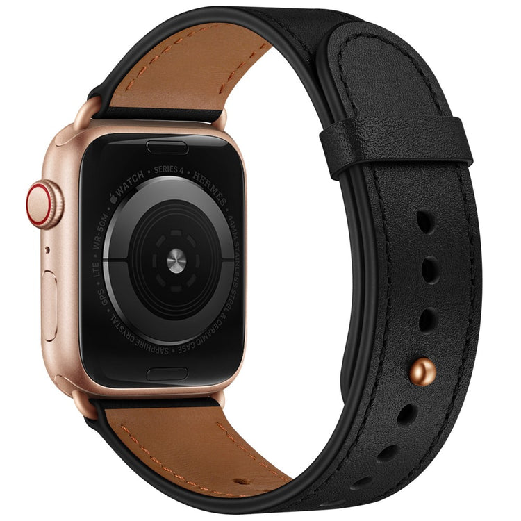 Meget Sejt Ægte Læder Universal Rem passer til Apple Smartwatch - Sort#serie_4