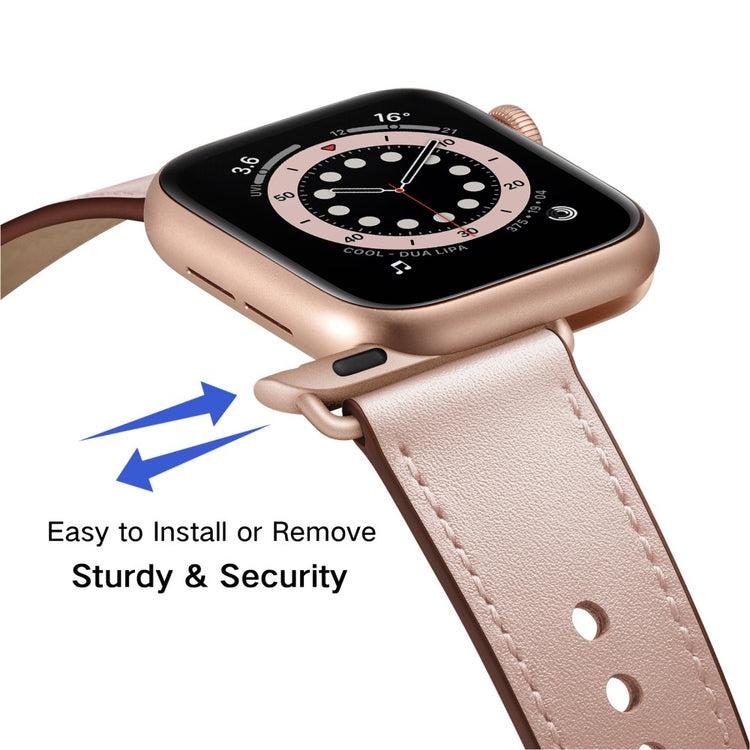 Super Fed Ægte Læder Universal Rem passer til Apple Smartwatch - Pink#serie_2