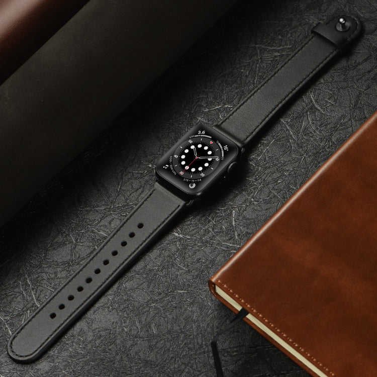 Super Fed Ægte Læder Universal Rem passer til Apple Smartwatch - Sort#serie_3