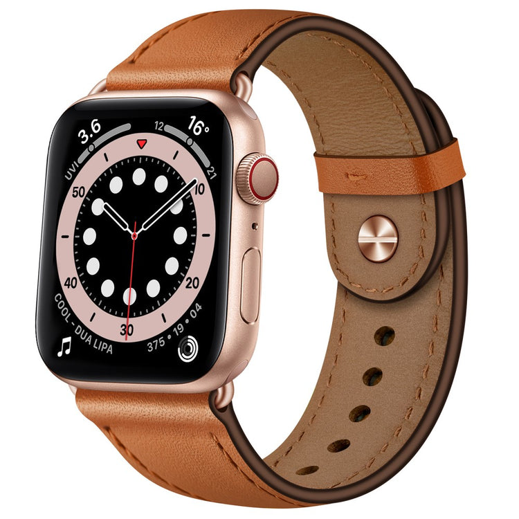 Super Fed Ægte Læder Universal Rem passer til Apple Smartwatch - Brun#serie_10