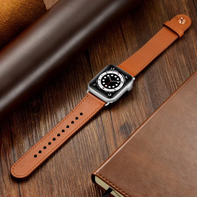 Super Fed Ægte Læder Universal Rem passer til Apple Smartwatch - Brun#serie_11