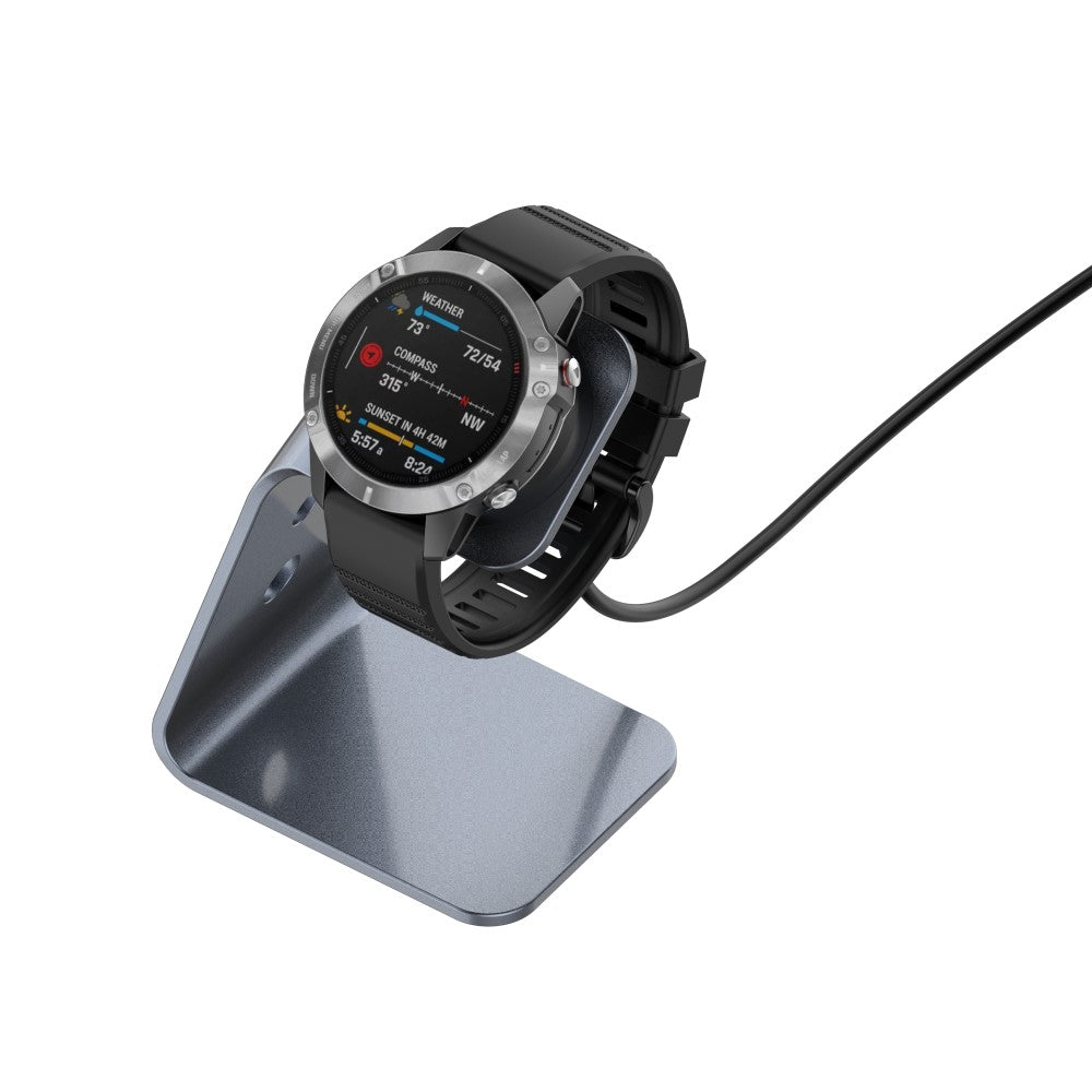 Metal Og Silikone Ladestation passer til Garmin Smartwatch - Sølv#serie_4