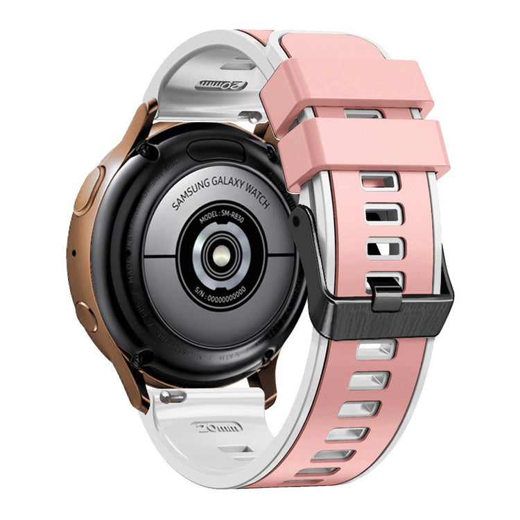 20mm Universal dual color silicone strap - Light Pink / White#serie_11