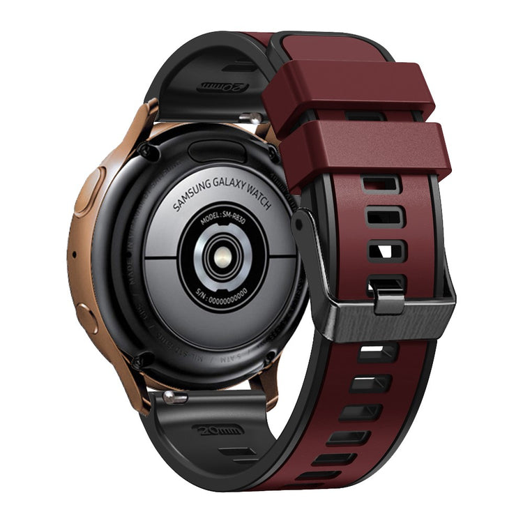 20mm Universal dual color silicone strap - Wine Red / Black#serie_7