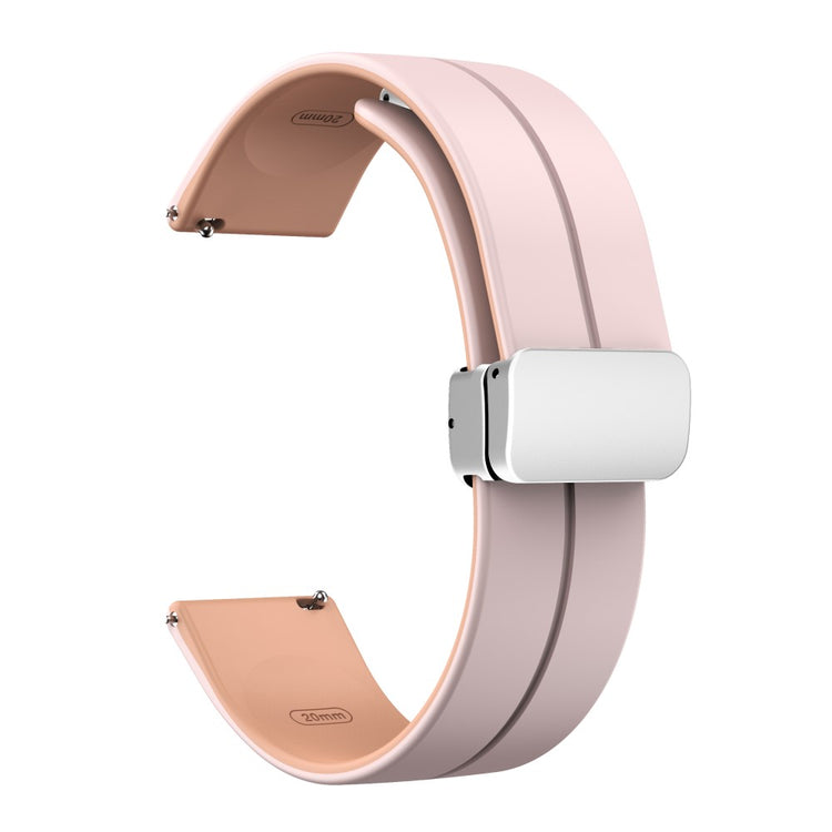 20mm Universal dual color silicone strap in silver buckle - Pink / Rose Pink#serie_10