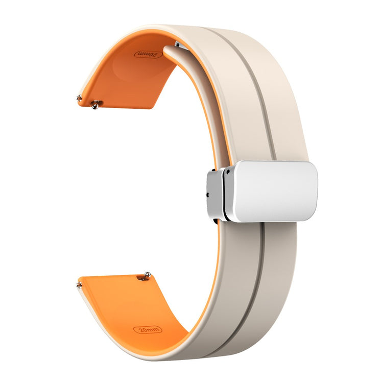 20mm Universal dual color silicone strap in silver buckle - Starlight / Orange#serie_12