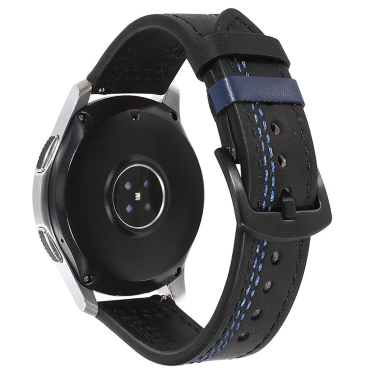20mm Universal leather strap - Black / Blue Stitch#serie_6