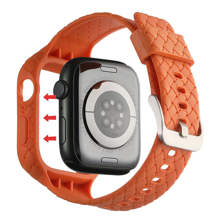 Metal Og Silikone Universal Rem passer til Apple Watch Series 8 (45mm) / Apple Watch Series 7 45mm - Orange#serie_2