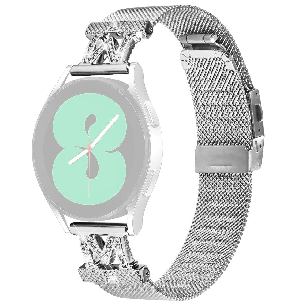 20mm Samsung Galaxy Watch 5 / 4 / 4 Classic rhinestone décor stainless steel strap - Silver#serie_1