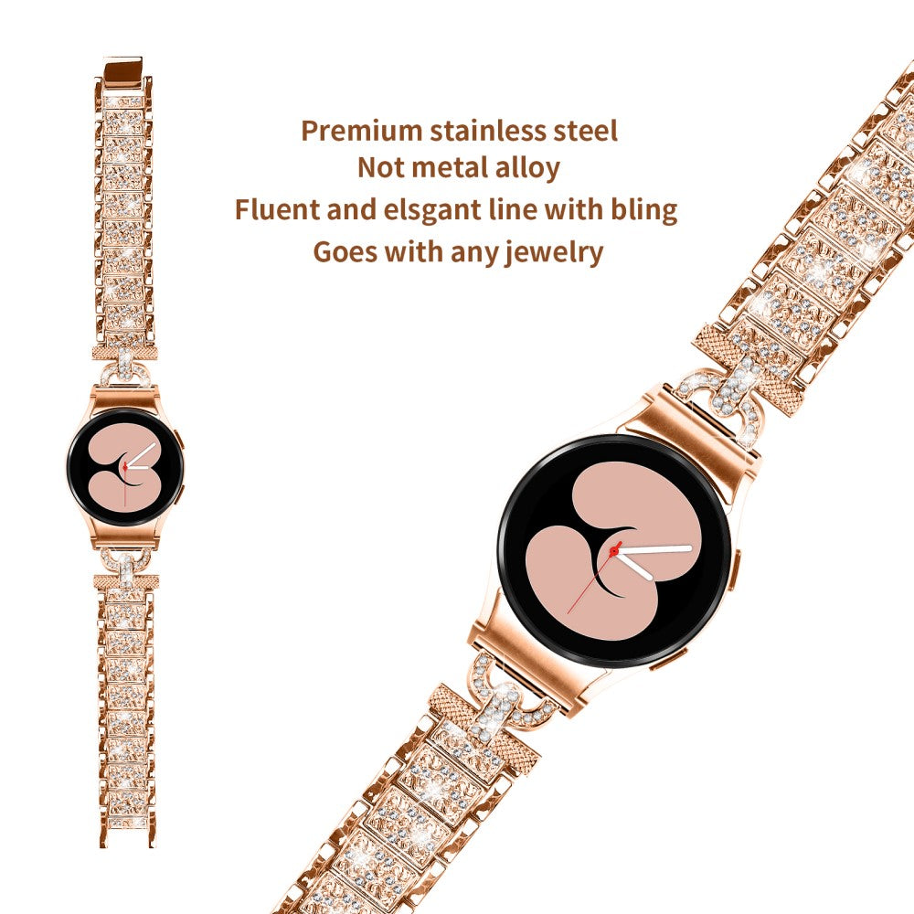 Smuk Metal Og Rhinsten Universal Rem passer til Samsung Smartwatch - Pink#serie_5