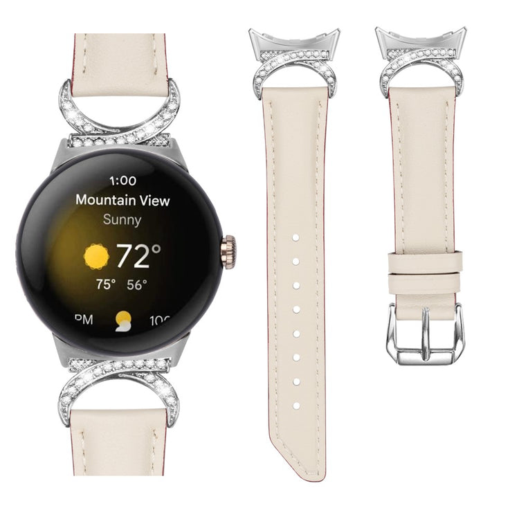 Meget Fed Kunstlæder Rem passer til Google Pixel Watch - Hvid#serie_5