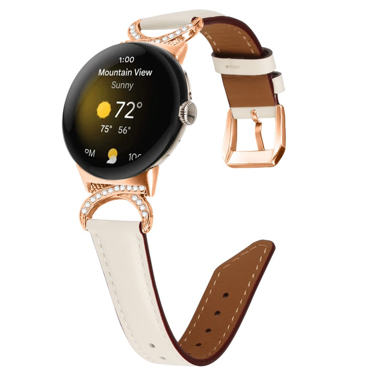 Meget Cool Kunstlæder Rem passer til Google Pixel Watch - Hvid#serie_5
