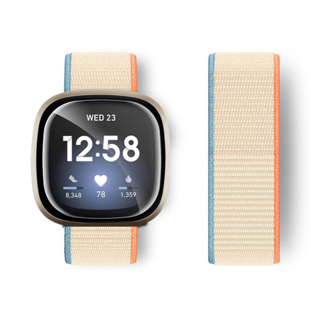 Flot Nylon Universal Rem passer til Fitbit Sense 1 / Fitbit Versa 3 - Hvid#serie_1