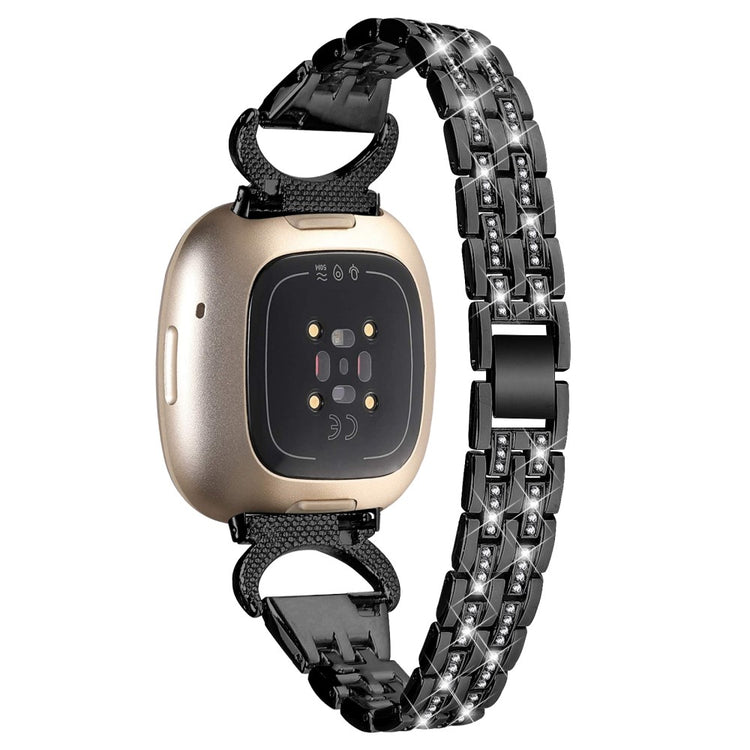 Flot Metal Universal Rem passer til Fitbit Sense 2 / Fitbit Versa 4 - Sort#serie_1