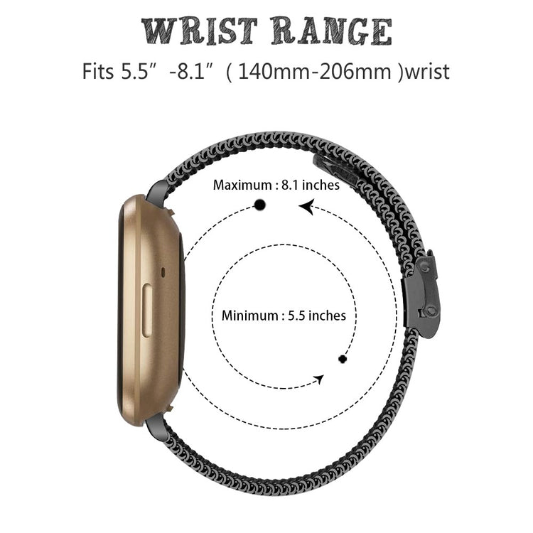Stilren Metal Universal Rem passer til Fitbit Sense 2 / Fitbit Versa 4 - Sort#serie_3