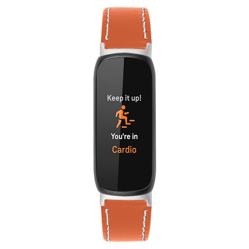 Solid Ægte Læder Rem passer til Fitbit Inspire 3 - Orange#serie_7