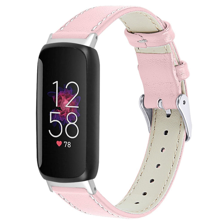 Solid Ægte Læder Rem passer til Fitbit Inspire 3 - Pink#serie_8
