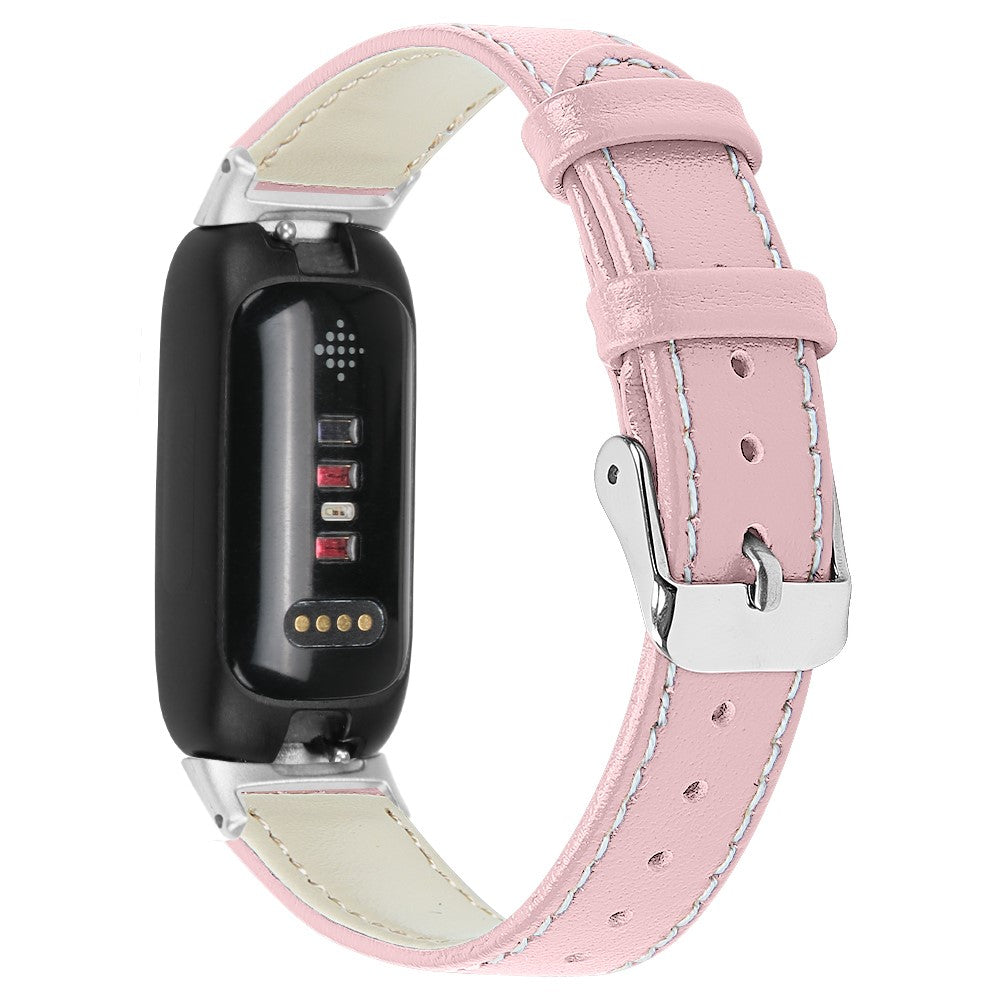 Solid Ægte Læder Rem passer til Fitbit Inspire 3 - Pink#serie_8