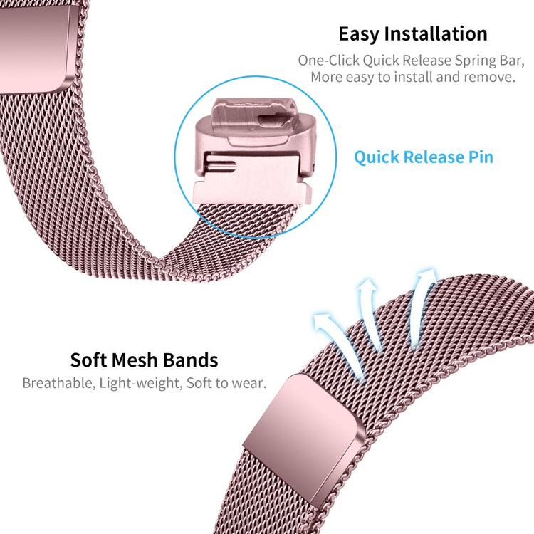 Tidsløst Metal Rem passer til Fitbit Inspire 3 - Pink#serie_2