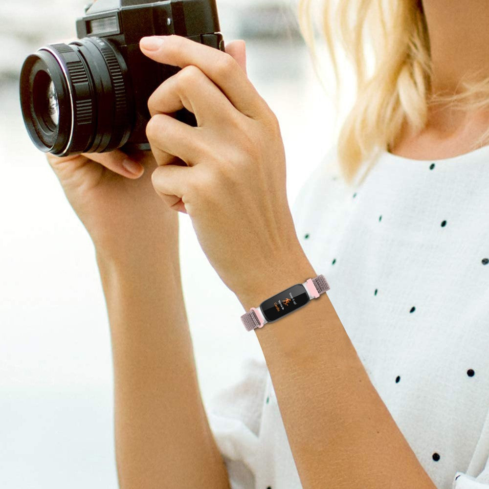 Helt Vildt Skøn Nylon Rem passer til Fitbit Inspire 3 - Pink#serie_2