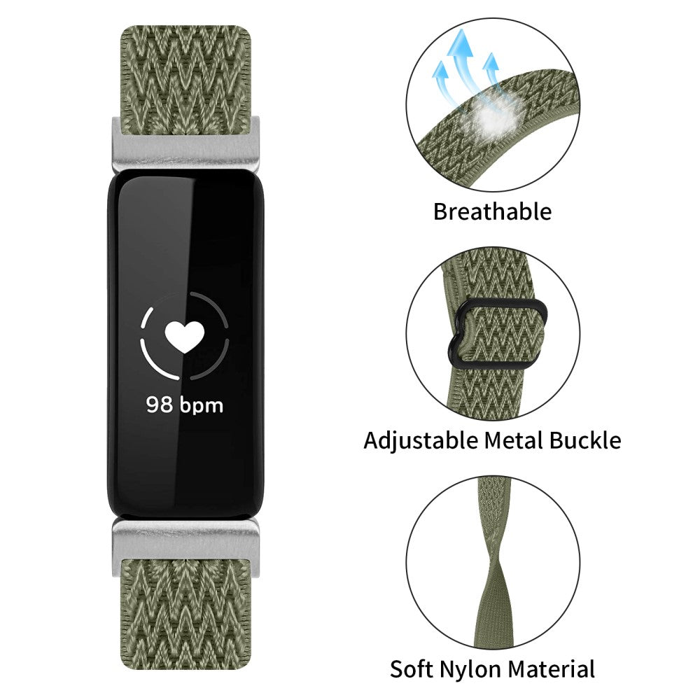 Meget Nydelig Nylon Rem passer til Fitbit Inspire 3 - Grøn#serie_8