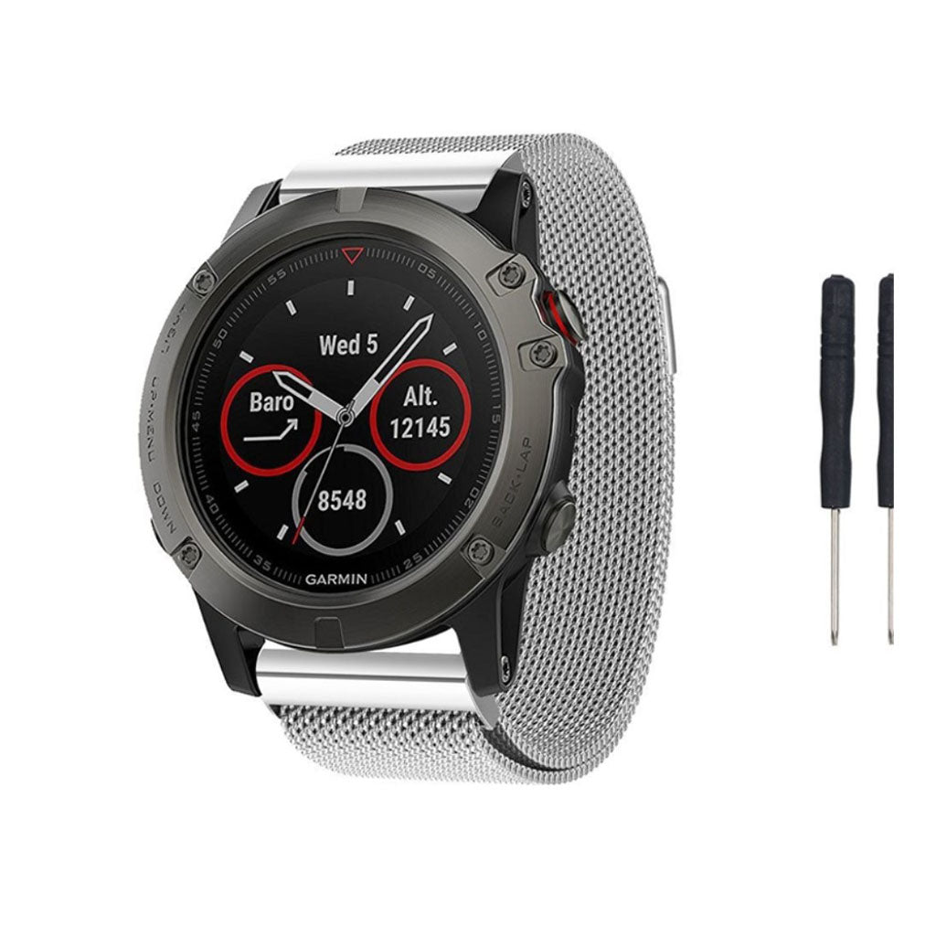Helt vildt smuk Universal Garmin Metal Rem - Sølv#serie_1