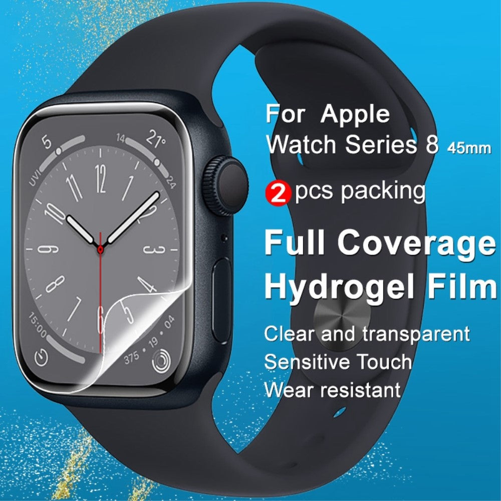 2stk Apple Watch Series 8 (45mm) / Apple Watch Series 7 45mm Silikone Skærmbeskytter - Gennemsigtig#serie_611