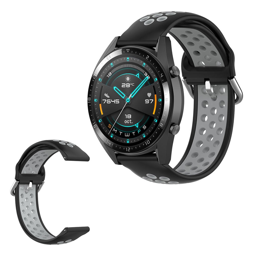 Dual-color silicone watchband for Samsung Watch / Huawei Watch - Black / Grey#serie_1