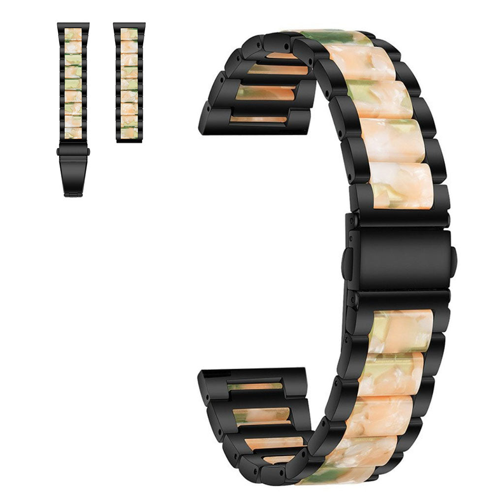 20mm Universal stylish three bead resin stainless steel watch strap - Black / Pink Green#serie_1