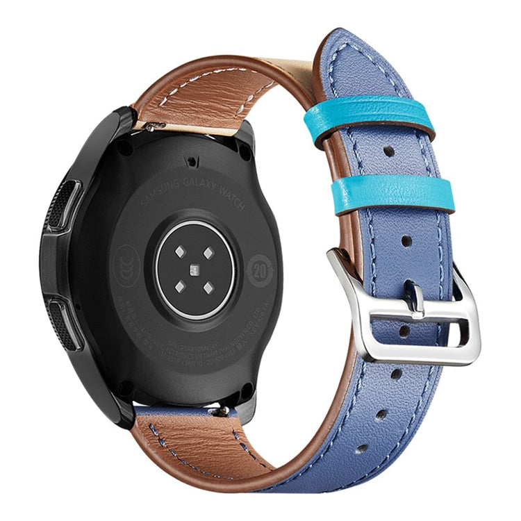 20mm Universal genuine leather watch strap - Beige / Sky Blue#serie_9