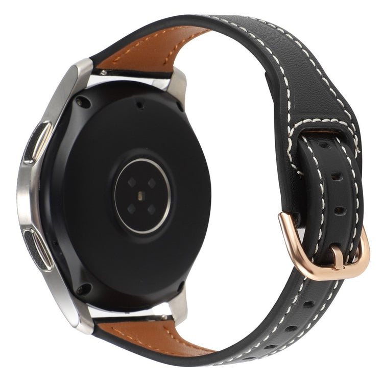20mm Universal T-shape genuine leather watch strap - Black / Rose Gold Buckle#serie_4