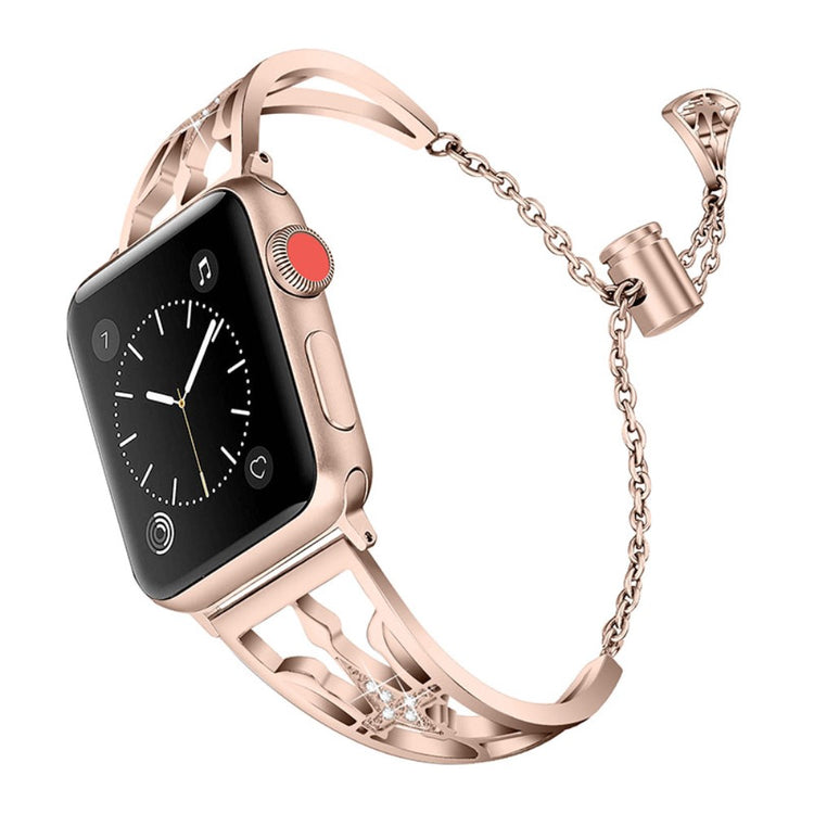 Fremragende Apple Watch Series 7 45mm Metal og Rhinsten Rem - Guld#serie_1