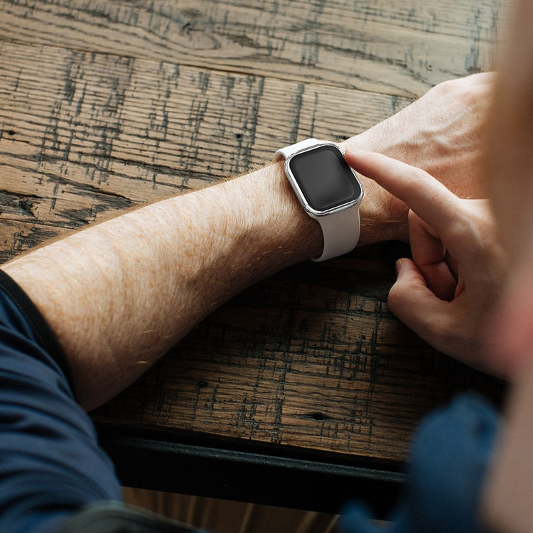 Rigtigt Fint Apple Watch Series 7 45mm Cover med Skærmbeskytter i Plastik og Hærdet Glas - Hvid#serie_2