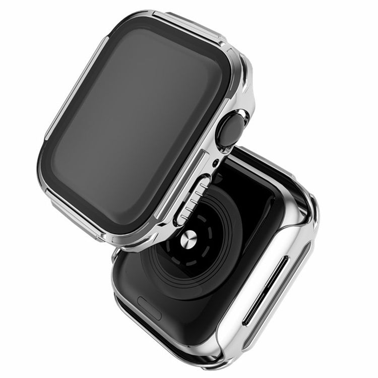 Rigtigt Fint Apple Watch Series 7 45mm Cover med Skærmbeskytter i Plastik og Hærdet Glas - Sølv#serie_7