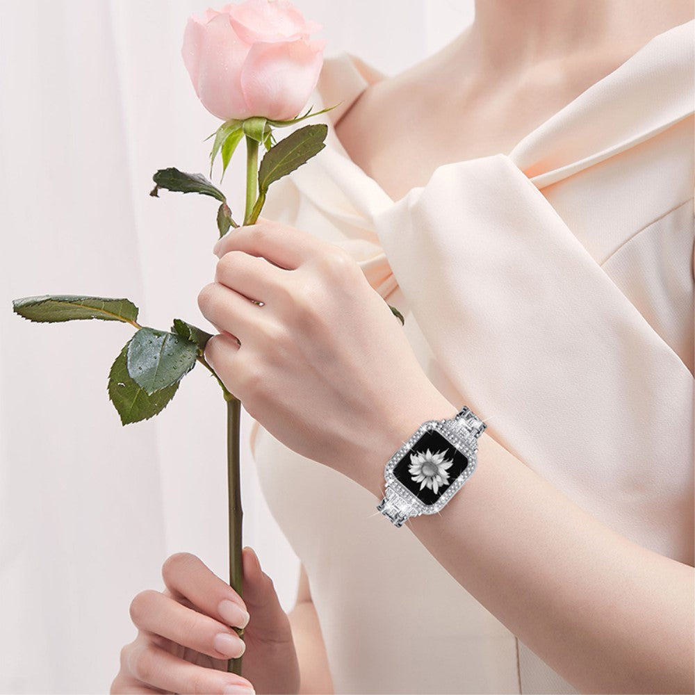 Rigtigt elegant Universal Apple Metal og Rhinsten Urrem - Sølv#serie_3