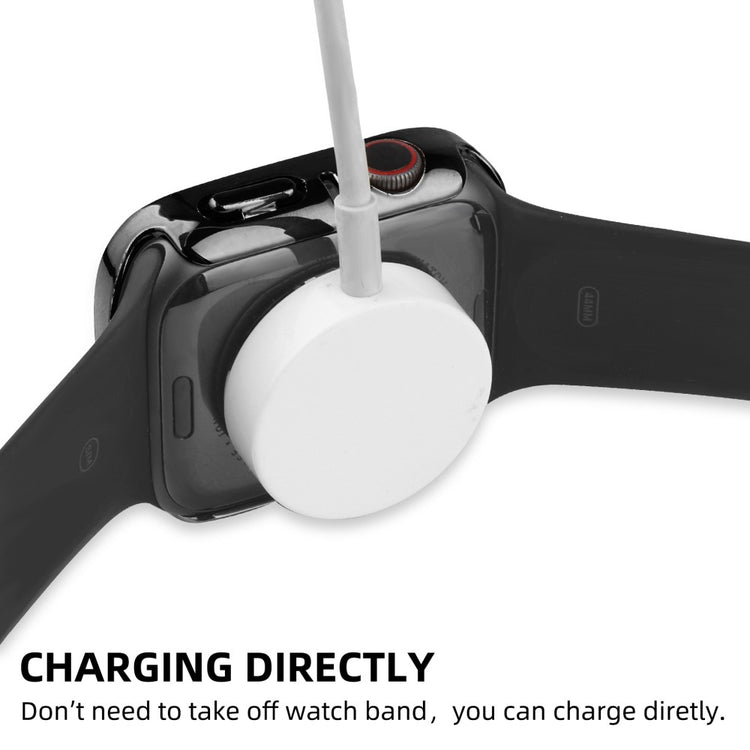 Apple Watch Series 8 (45mm) / Apple Watch Series 7 45mm Plastik Cover med Rem og Hærdet Glas - Sort#serie_1