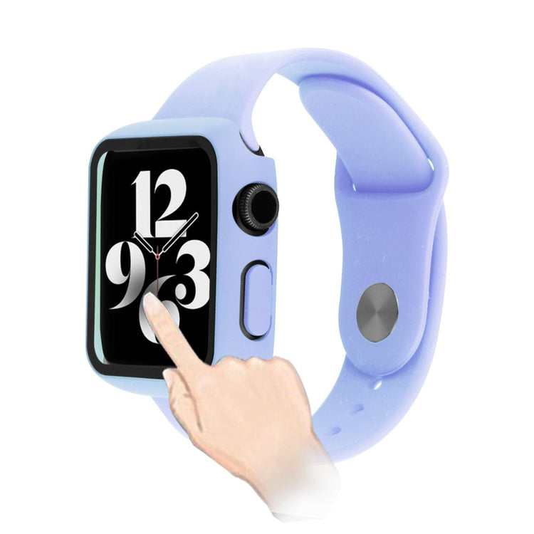 Apple Watch Series 8 (45mm) / Apple Watch Series 7 45mm Plastik Rem med Cover og Hærdet Glas - Lilla#serie_10