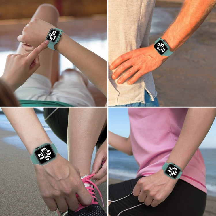 Apple Watch Series 8 (45mm) / Apple Watch Series 7 45mm Plastik Rem med Cover og Hærdet Glas - Grøn#serie_15