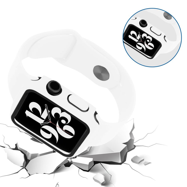 Apple Watch Series 8 (45mm) / Apple Watch Series 7 45mm Plastik Rem med Cover og Hærdet Glas - Hvid#serie_7