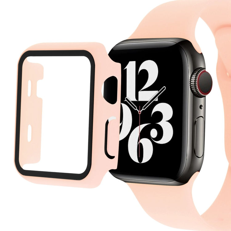 Apple Watch Series 8 (45mm) / Apple Watch Series 7 45mm Plastik Rem med Cover og Hærdet Glas - Pink#serie_9