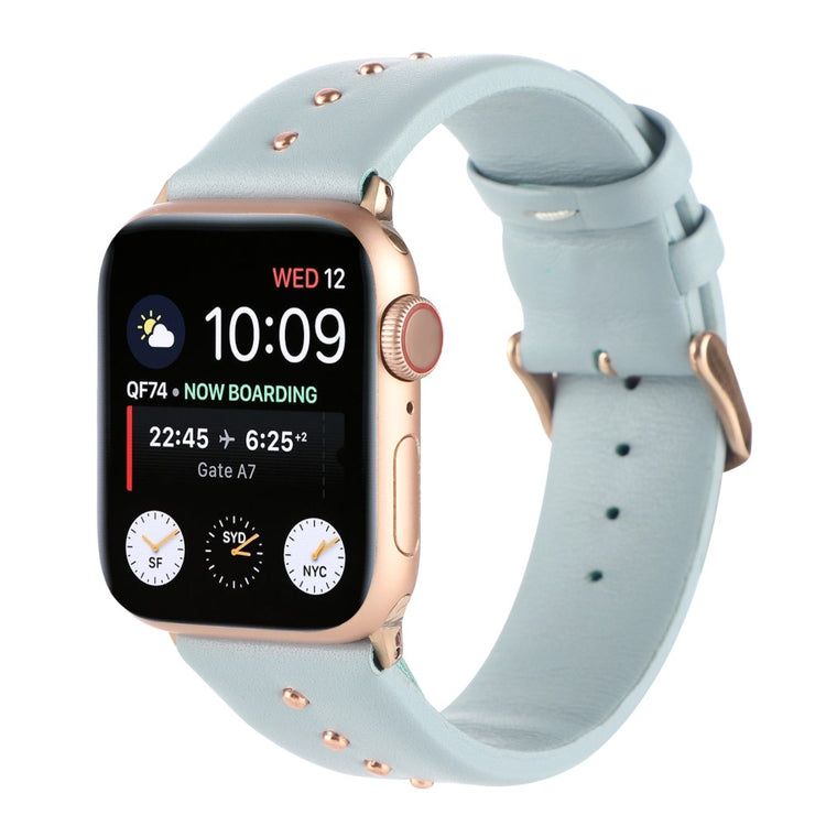 Super Sejt Ægte Læder Universal Rem passer til Apple Smartwatch - Blå#serie_2